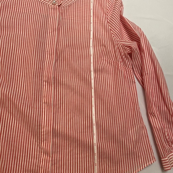 Talbots | Heathered Red & White Striped Hidden Placket Button Down Shirt MP - Picture 13 of 14